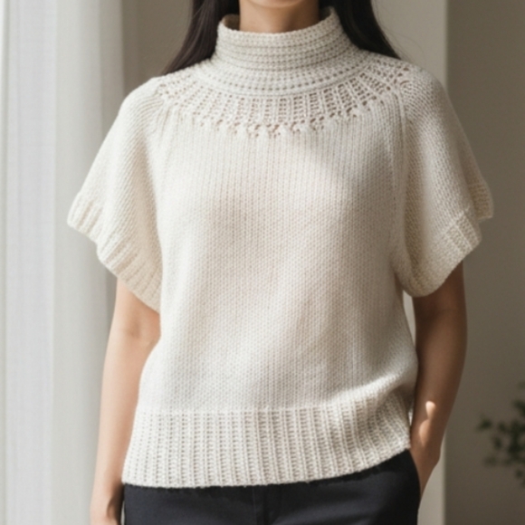 Sundance Jackets & Blazers - Sundance Lambs Wool Blend Short Sleeve Sweater In Cream Size M